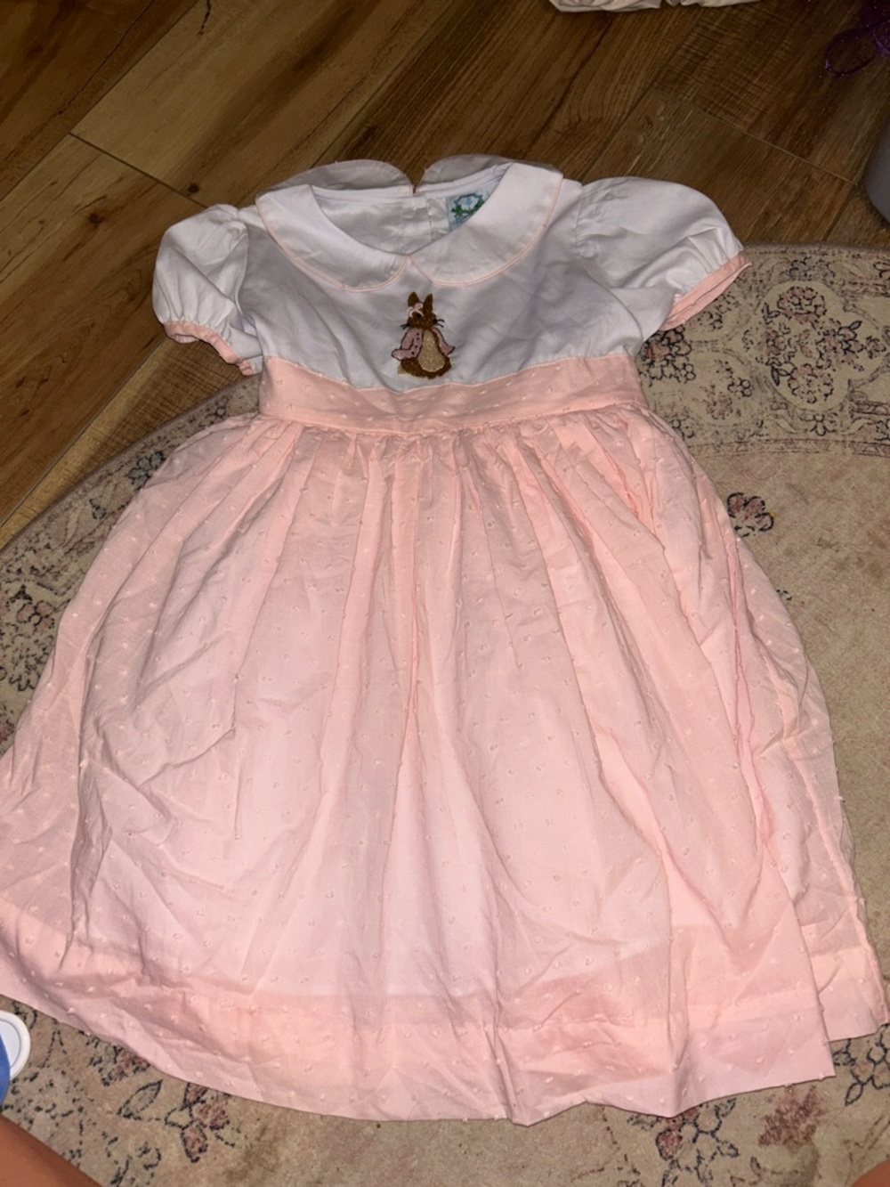 Girls' Pale Pink Appliqué Party Dress with White Bodice